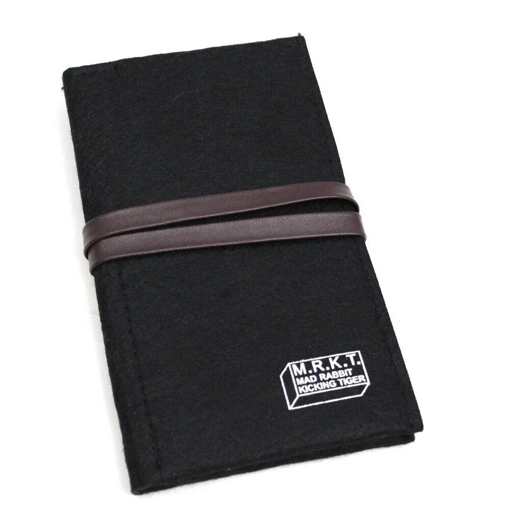 MRKT Travel Sunglasses Case Felt Black Holder Wrap Mad Rabbit Kicking Tiger